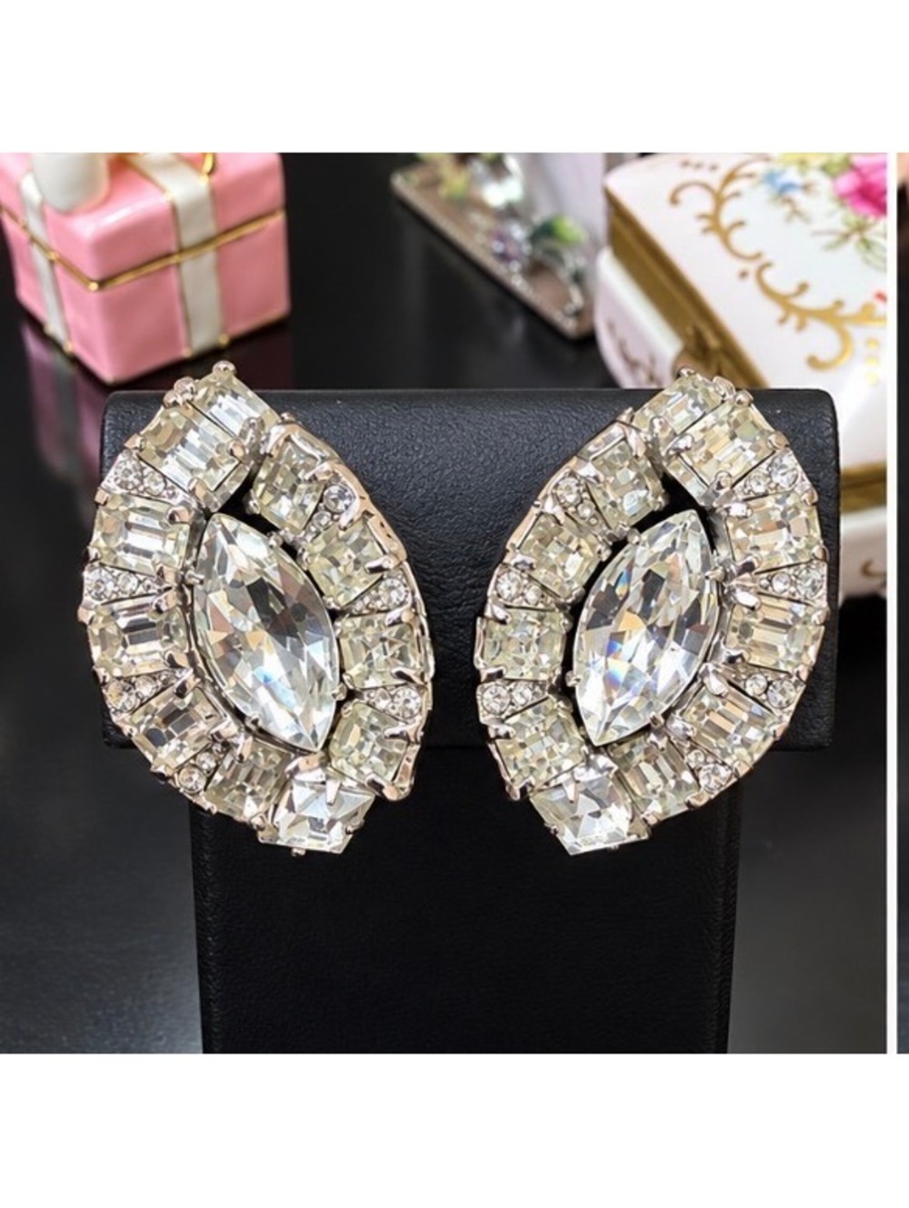 Eisenberg Vintage Rhinestone Clip-On Earrings